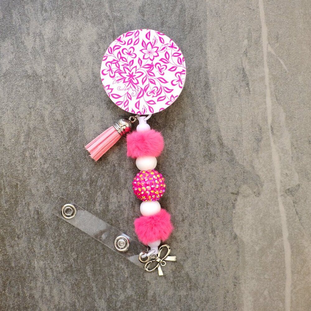 Fun Beaded Badge Reels, Handmade, retractable, clip, nurse, teacher, charms